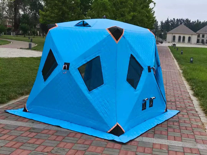 Insulated Pop-Up Fishing Tent with Mesh Windows