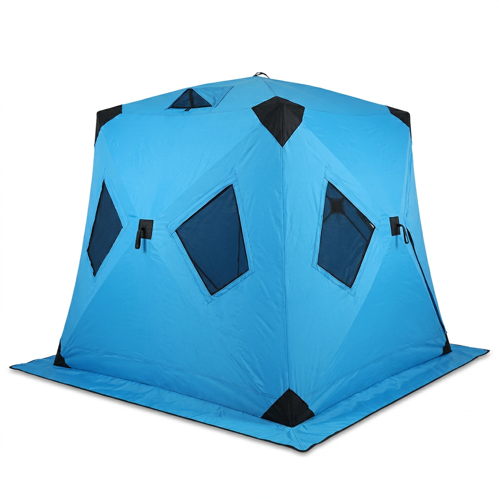 Insulated Pop-Up Fishing Tent with Mesh Windows