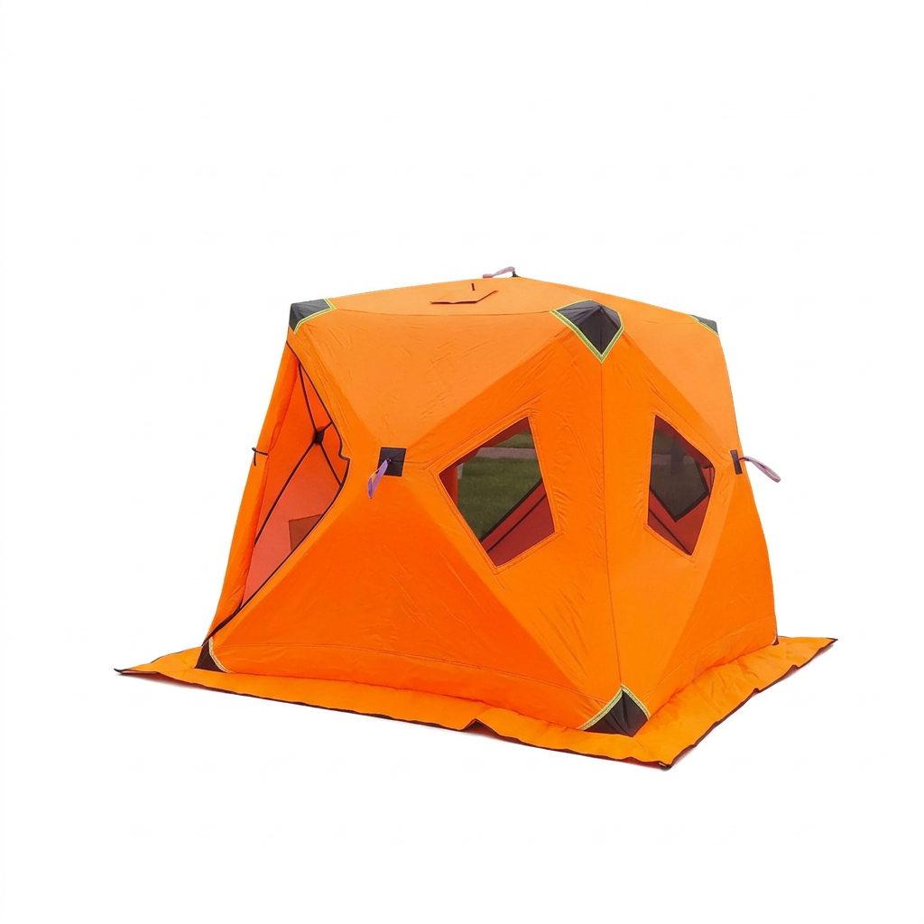 Insulated Pop-Up Fishing Tent with Mesh Windows