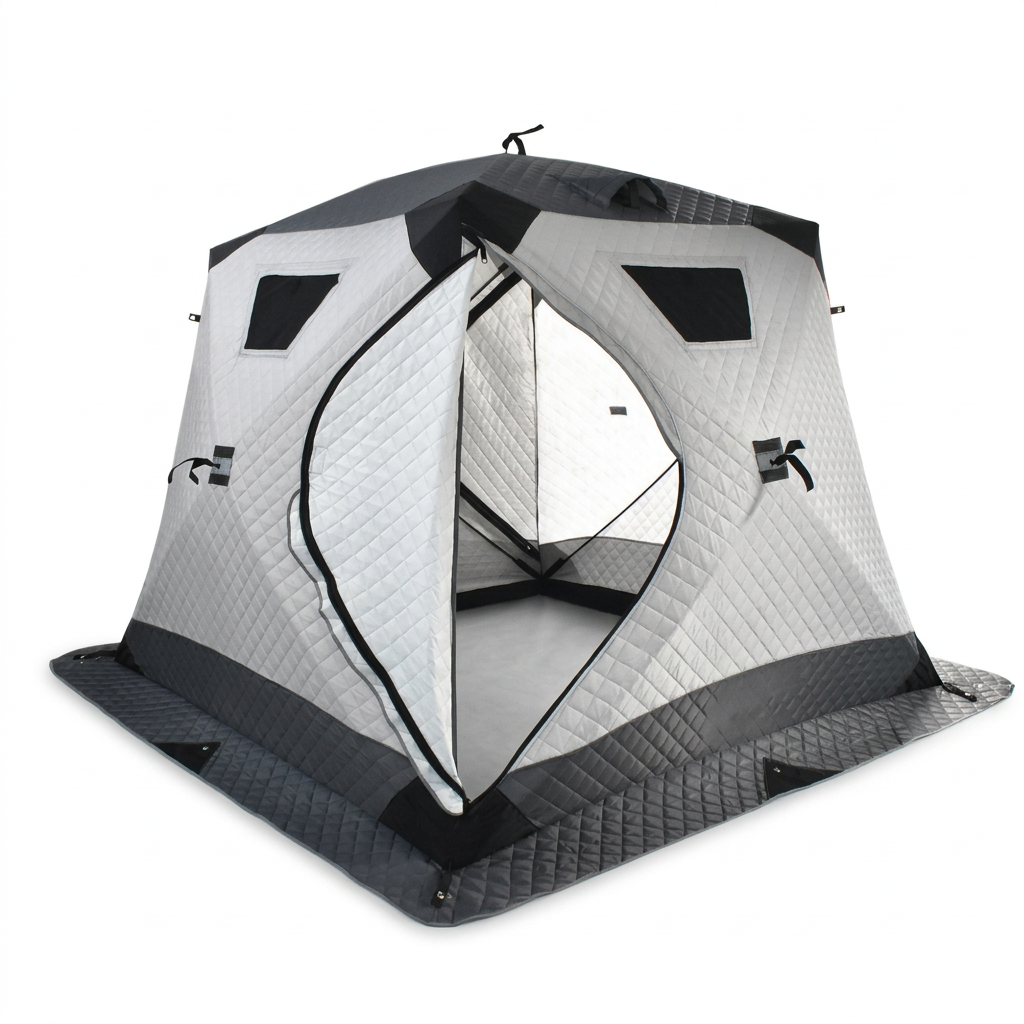 Insulated Pop-Up Fishing Tent with Mesh Windows