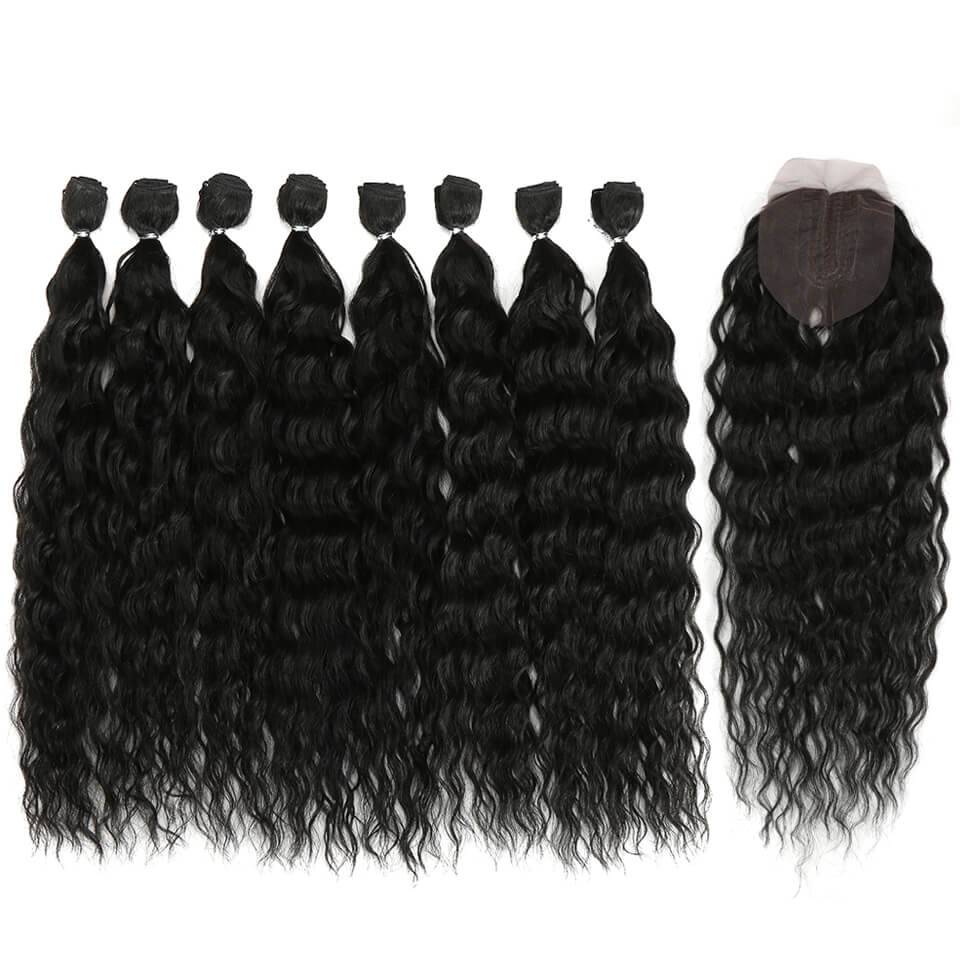 Ombre Wavy Synthetic Hair Extensions 9 pcs Set Beauty & Health Hair Extensions cb5feb1b7314637725a2e7: Black|Blonde|Gray|Red|Yellow
