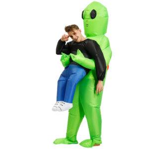 Hot Green Alien Costume Inflatable Cosplay Funny Suit Party Events Halloween cb5feb1b7314637725a2e7: adult 150cm-190cm|kids 120cm-140cm 